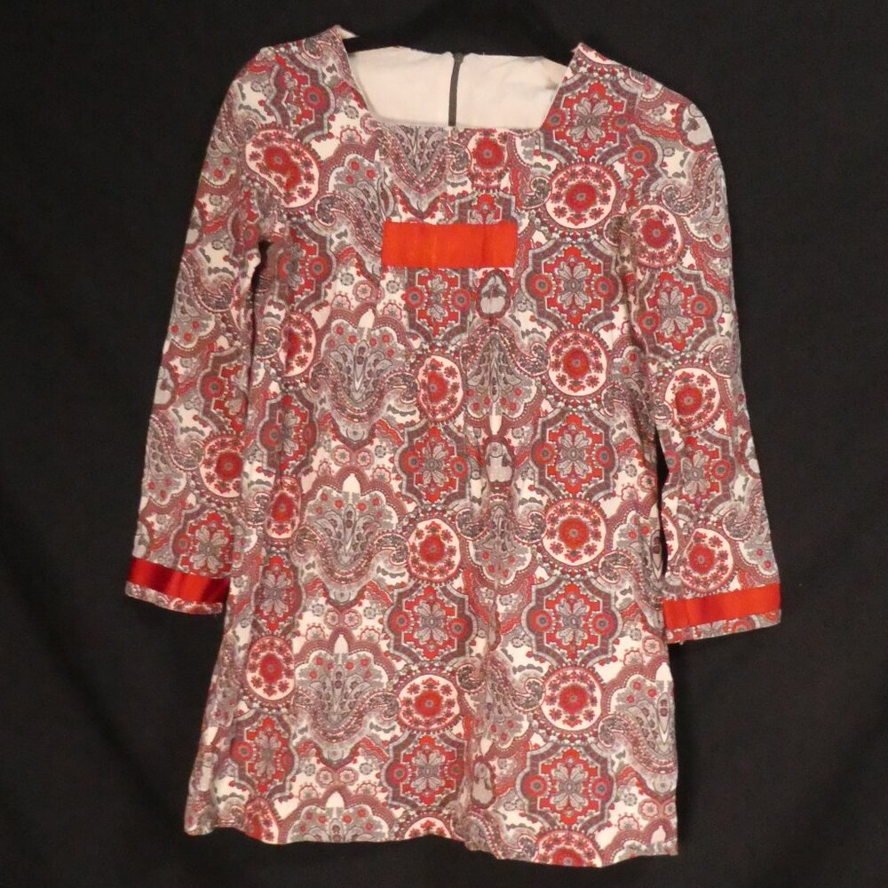 NACO | size 14 | Vintage Long Sleeve Paisley Mini Dress | Fully Lined